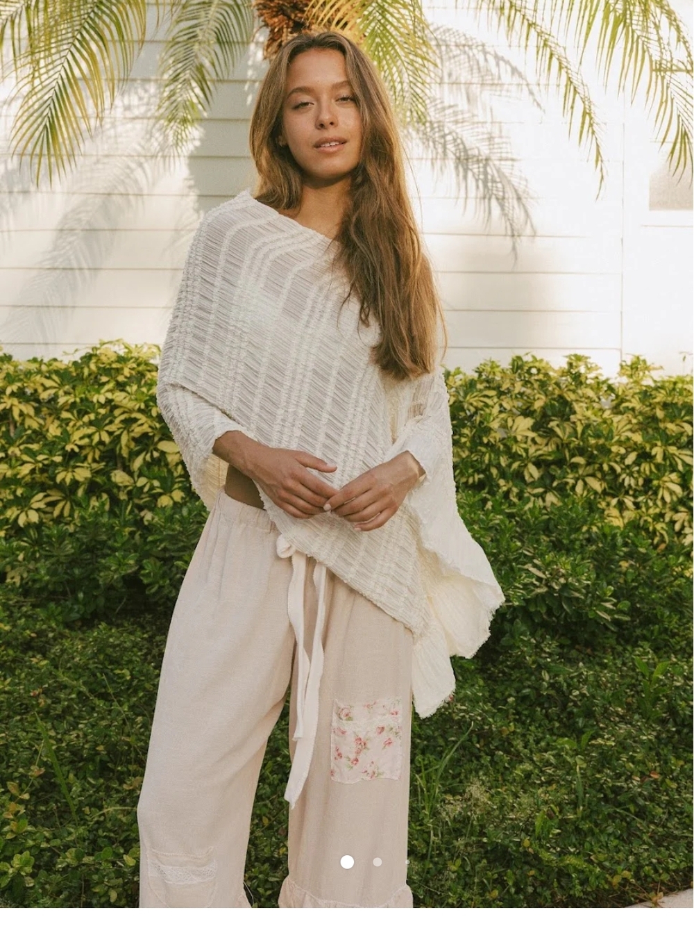 Light Cream Knit Poncho- handmade
